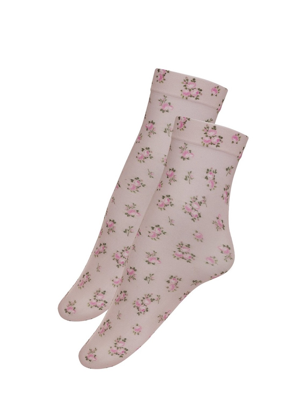 For Love & Lemons Pink Floral Sheer Ankle Socks